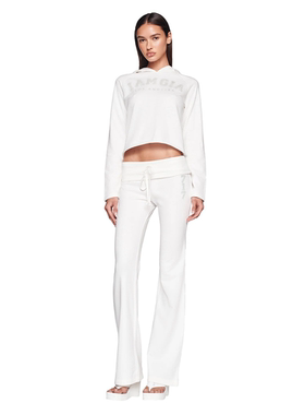 外贸原单I AM GI@ TORA白色套装 卫衣喇叭裤加长裤连帽衫英文字母