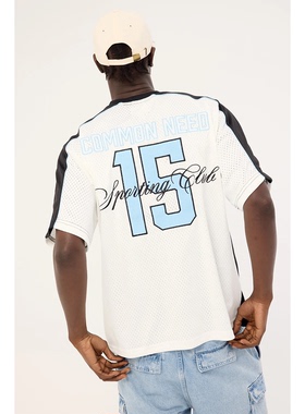 外贸原单Com*mon Need美式复古V领短袖T恤休闲宽松运动球服 1867