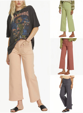 外贸原单Bil*labong Free Spirit宽松休闲口袋弹力高腰阔腿裤四色