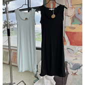 绿 外贸原单Rev iew贴身系列弹力罗纹柔软舒适背心连衣裙 黑