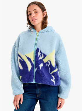 外贸原单Rox*y户外冒险印花全拉链宽松外套羊羔绒抓绒卫衣A6 2834