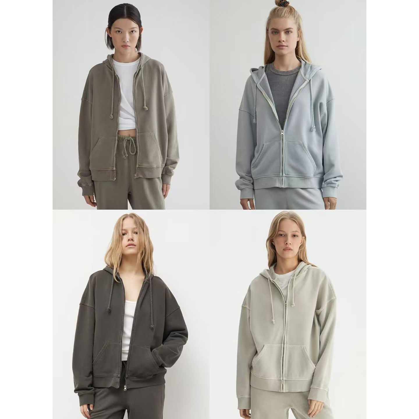 女款洗水做旧卫衣帽衫