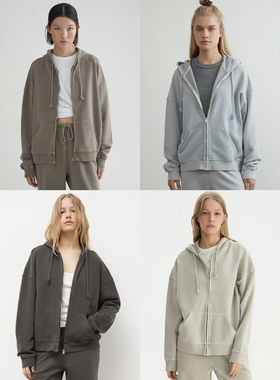 外贸原单LIM*E女款洗水做旧运动休闲卫衣帽衫 多色9083-401 1675