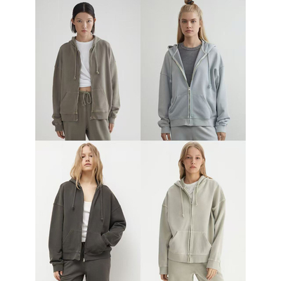 女款洗水做旧卫衣帽衫