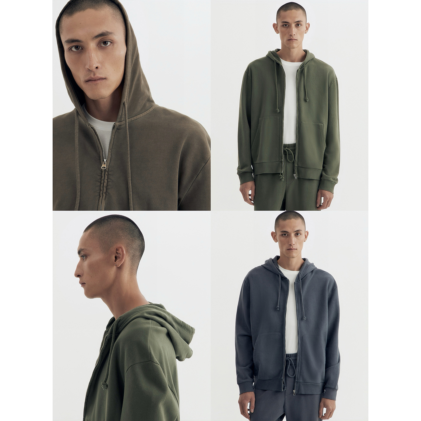 男款拉链宽松连帽衫3色