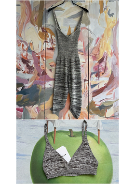 外贸原单RUV*E修身显瘦性感连体衣吊带连体裤带文胸套装 两件套