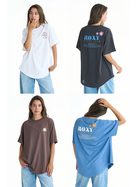 外贸原单Rox*y花朵短袖吸湿排汗速干和抗起球宽松圆领T恤B4  2465