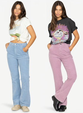 外贸原单Bil*labong灯芯绒休闲高腰大弹力修身喇叭裤两色 B8 2150