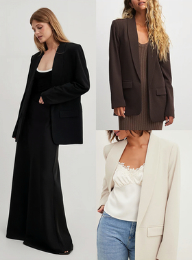 外贸原单NA-K*D经典西装外套高级感气质通勤垫肩西服开衫1472C1