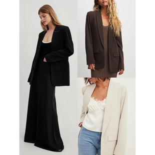 外套高级感气质通勤垫肩西服开衫 外贸原单NA 西装 D经典 1472C1