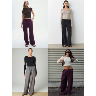 外贸原单Gla*ssons纯色基础款长裤秋款系带简约宽松阔腿裤 1782