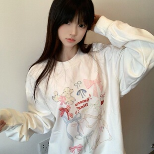 店长强推英伦宽松高街头学院无帽上衣印花圆领卫衣女装欧美个性