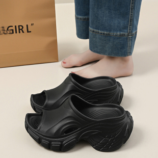 女鞋 厚底7CM一字外穿逛街时尚 旅游沙滩 巴黎潮凉拖鞋 2026春夏新款