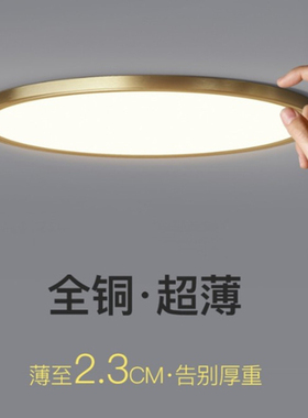 超薄led吸顶灯轻奢灯具现代简约阳台灯全铜主卧网红房间灯卧室灯