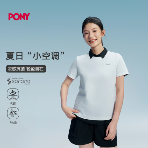 PONY凉感抗菌透气女子短袖T恤