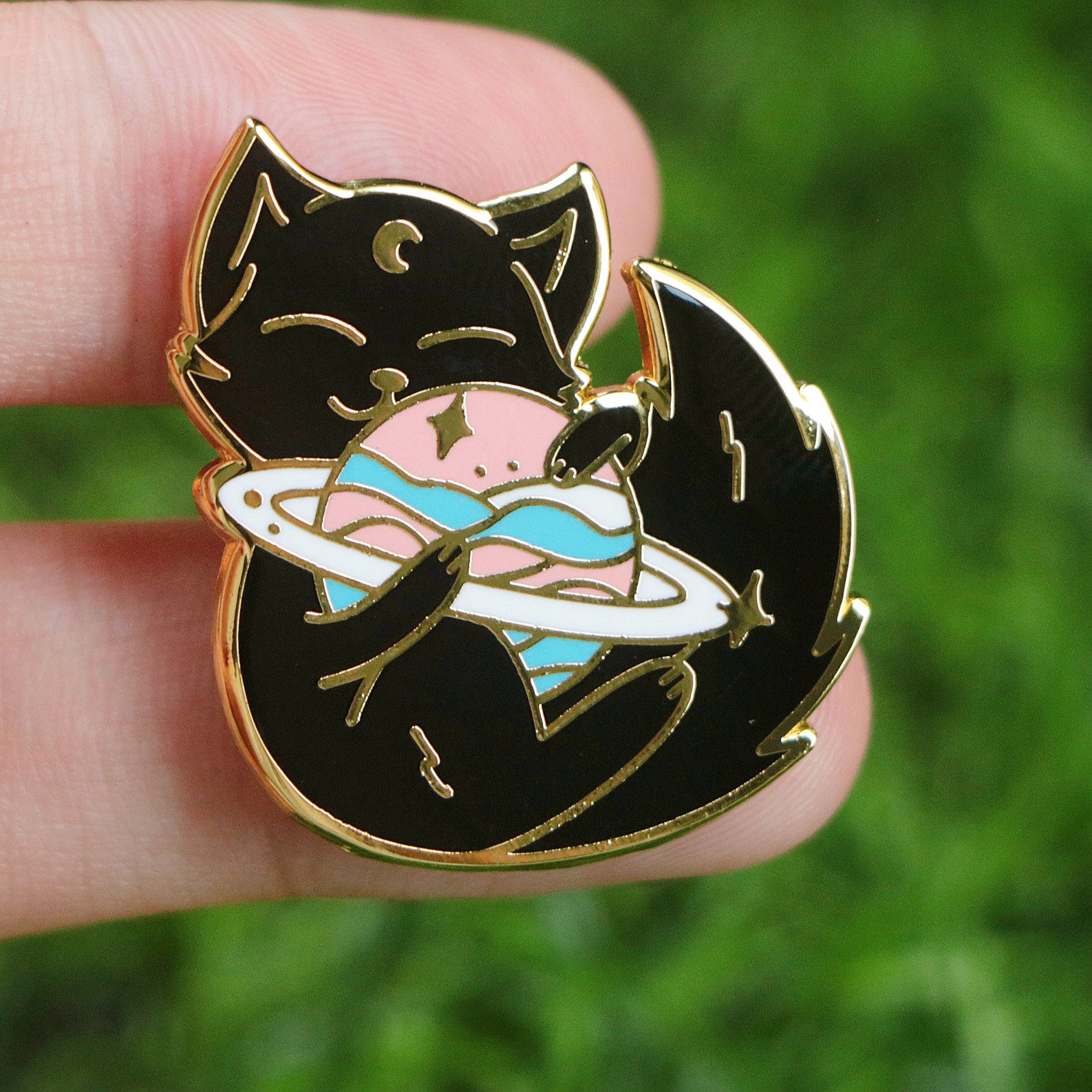 可爱星空猫咪胸针 跨性别周边 徽章 情侣饰品 黑猫咪粉蓝白配