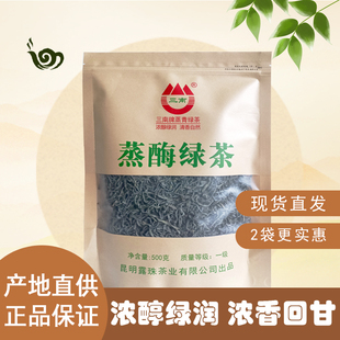 厂家直销云南大叶茶明前茶蒸酶一级办公室常备口粮绿茶实惠装500g