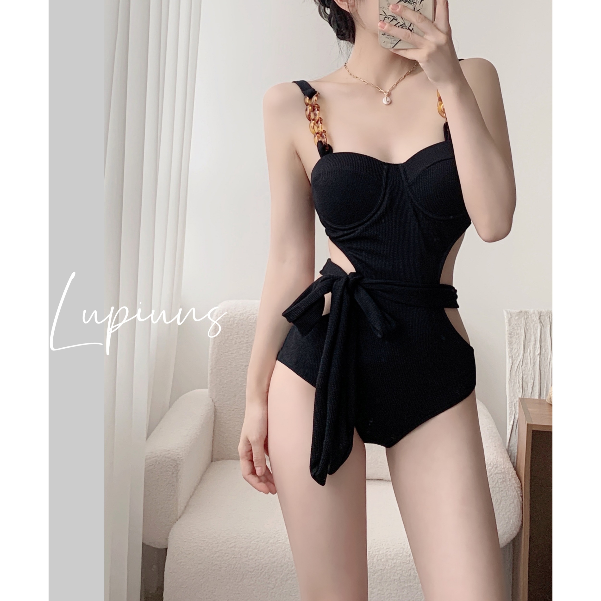 泳衣女黑色高级感时尚连体2025新款小胸钢托聚拢遮肚温泉游泳度假