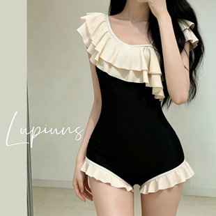 泳衣女2026新款 遮肉显瘦少女学生甜美保守温泉游泳衣 连体裙式