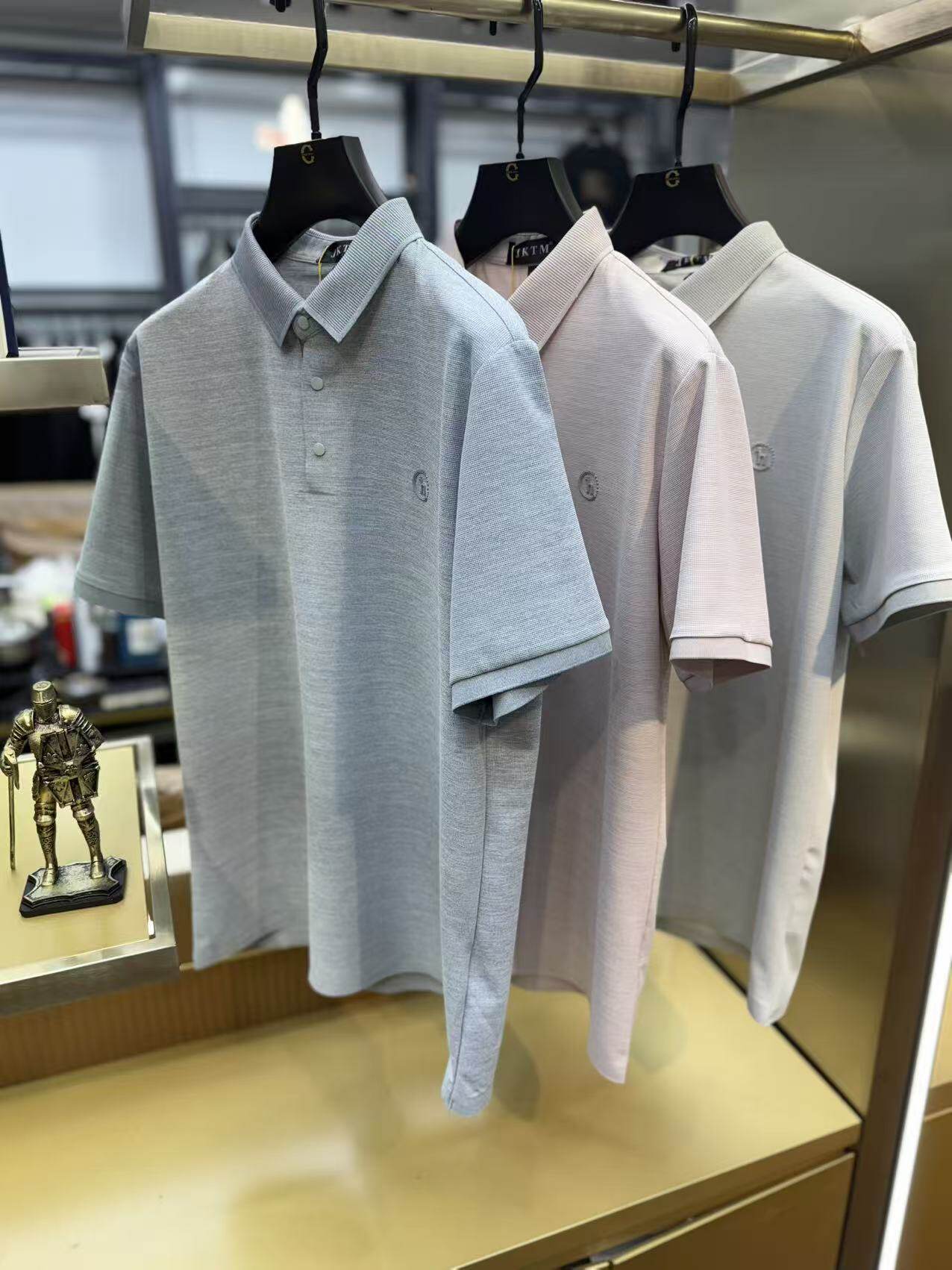 秀而高端2026早春新款男士商务休闲翻领百搭修身短袖T恤2605