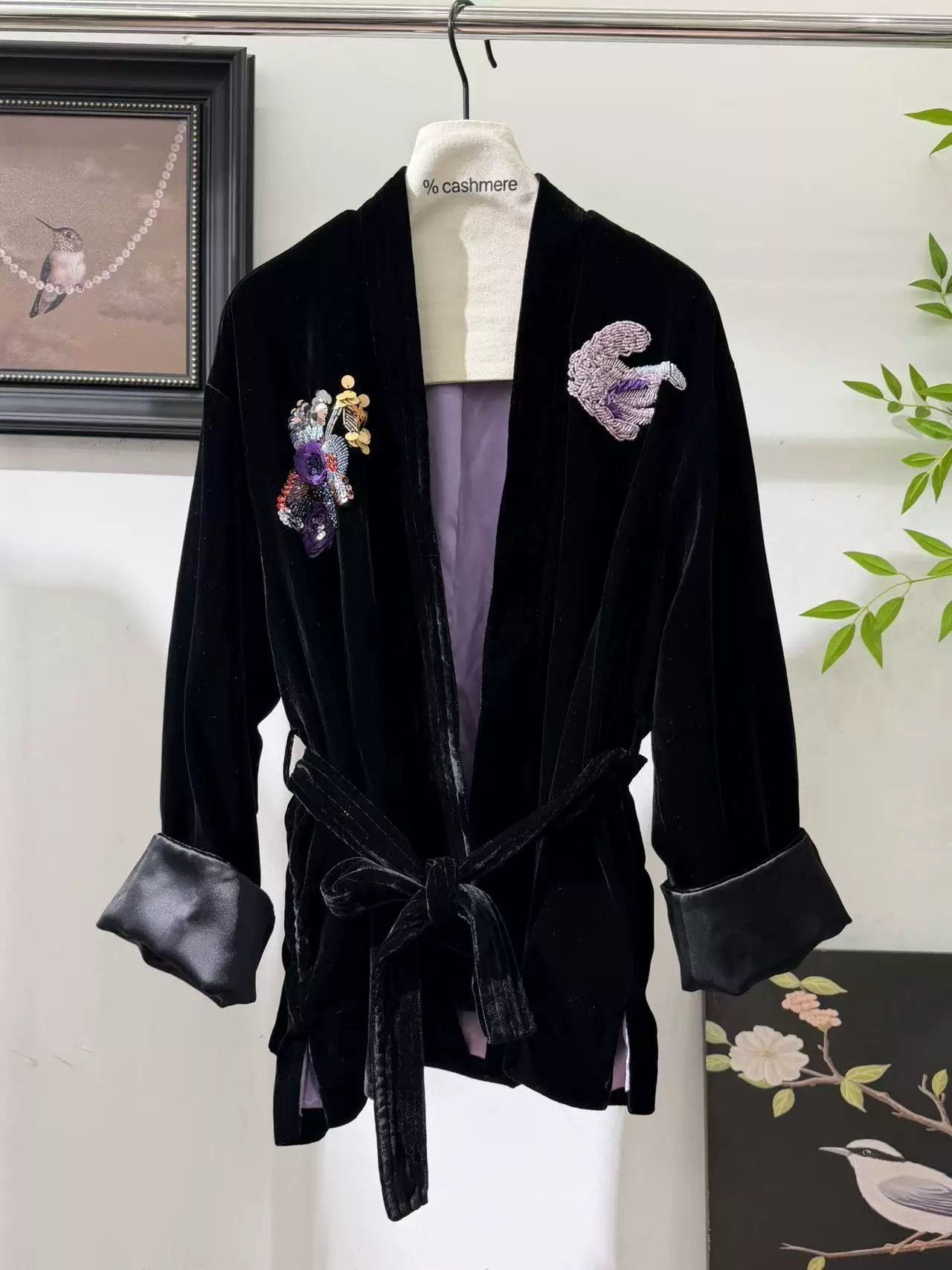 赫美高端2026早春新款时尚重工刺绣系带宽松显瘦真丝丝绒外套女,女装/女士精品,短外套,淘宝优惠券,粉丝福利购,淘宝优惠卷