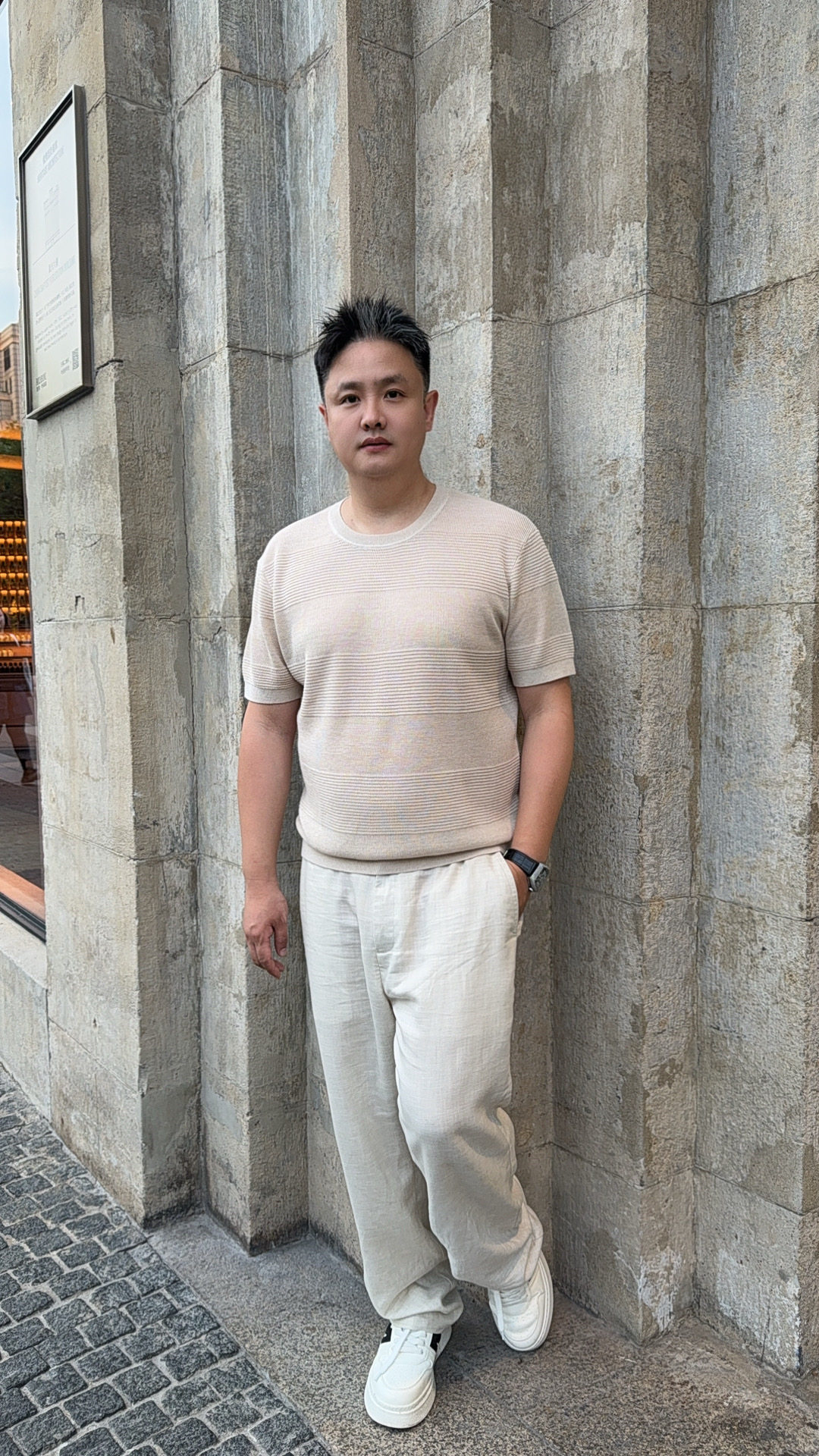 秀而高端男装2026夏季老钱风新款圆领简约百搭显气质短袖T恤99013