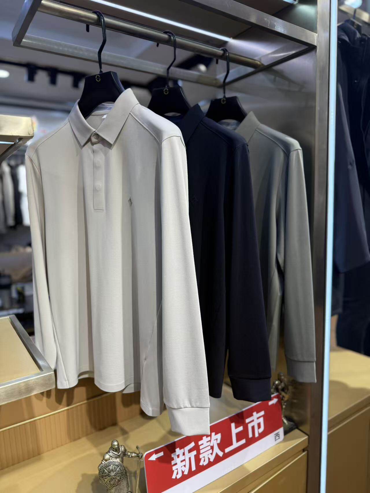 秀而高端2026春季新款男士长袖翻领T恤时尚商务百搭休闲上衣男