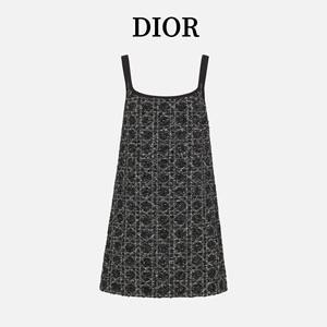 Dior/迪奥 24春夏新款法式名媛小香风藤格纹短款无袖吊带连衣裙女