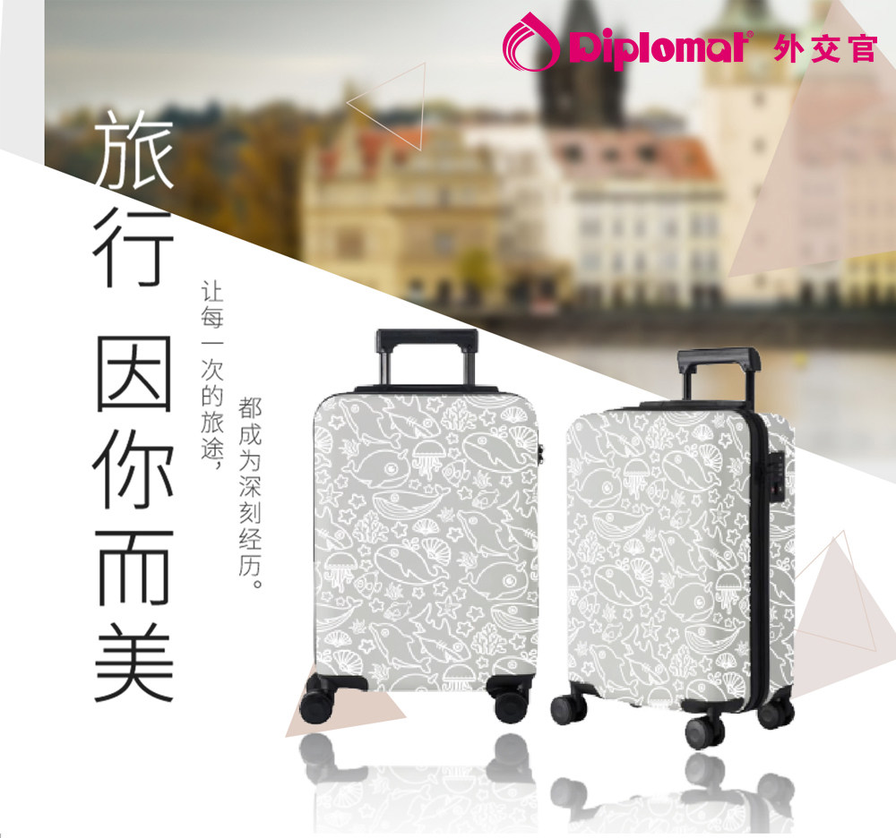 外交官Diplomat 儿童系列 万向轮 拉杆箱DYK-77 银灰色 18英寸