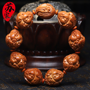橄榄核手串20大籽可爱财神精品核雕文玩手把件手工雕刻手链男女款