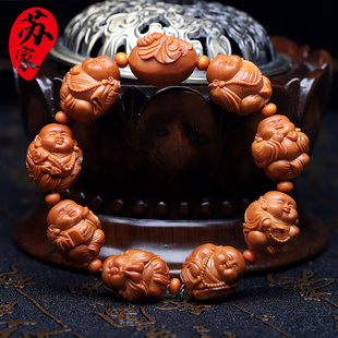 橄榄核手串16小籽可爱八宝弥勒佛核雕文玩手工雕刻笑口常开手链女