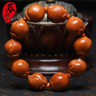 橄榄核手串20大籽寿桃精品核雕文玩手把件手工雕刻手链男女款