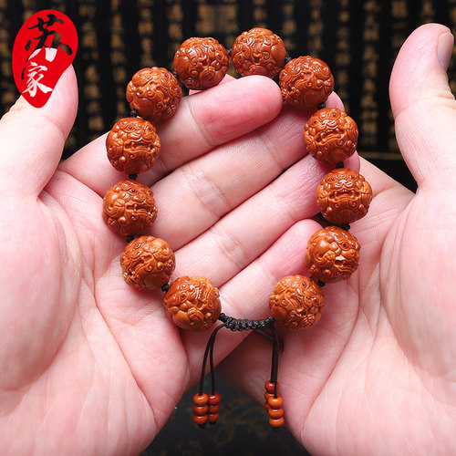 苏家短园唐狮橄榄核手串
