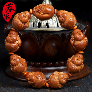 橄榄核手串大可爱八宝财神核雕文玩把件手工雕刻八方来财手链男女