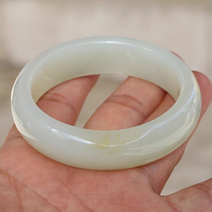 【小胡子玉器】和田玉 籽料 洒金皮 原毛孔 白玉 51mm手镯