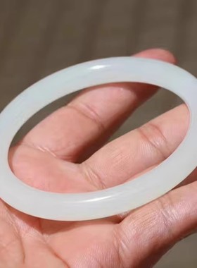 【小胡子玉器】和田玉 于田料 羊脂玉 60mm圆条手镯