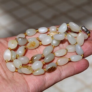 【小胡子玉器】和田玉 籽料 洒金皮 白玉精修 项链