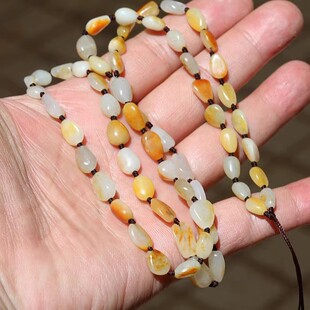 【小胡子玉器】和田玉 洒金皮 白玉 籽料精修 项链挂绳