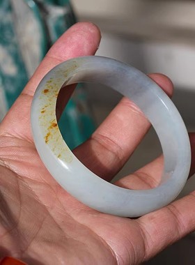 【小胡子玉器】和田玉 籽料 洒金皮 青花 56mm手镯