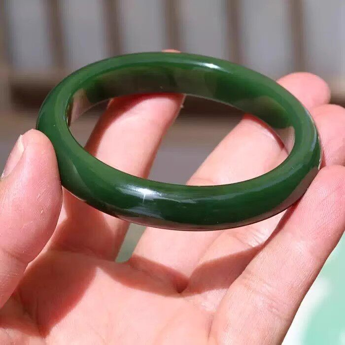【小胡子玉器】和田玉 碧玉 菠菜绿 老坑阳绿 54mm手镯