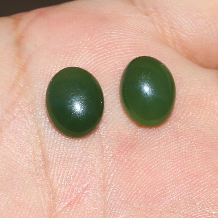 【小胡子玉器】和田玉 碧玉 菠菜绿 戒面 耳坠