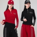 半拉链长袖 套装 服装 子 运动显瘦时尚 百搭烫钻裤 修身 春秋广场舞新款