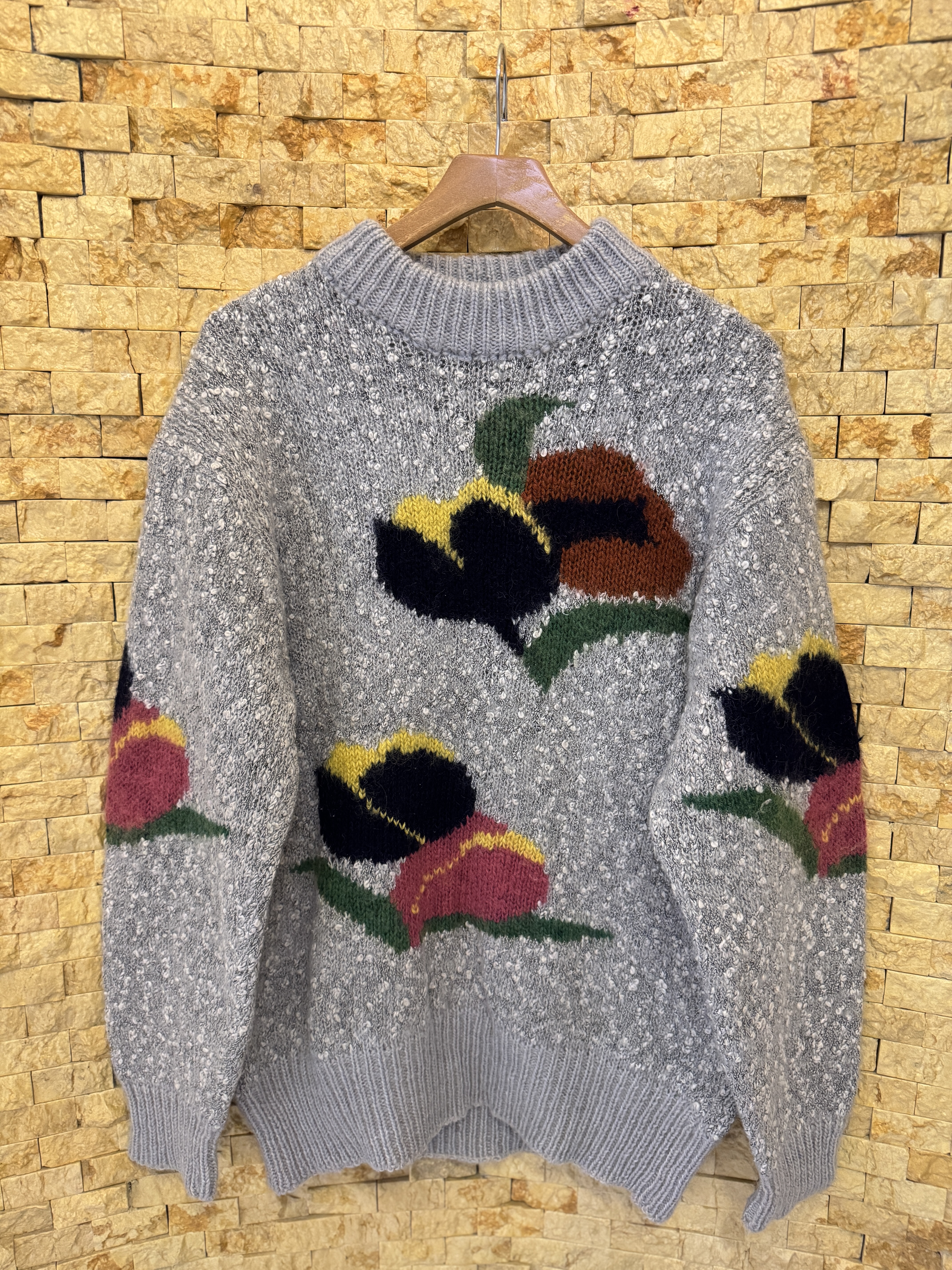 古着vintage孤品日系复古森系文艺费尔岛童趣学院休闲宽松毛衣