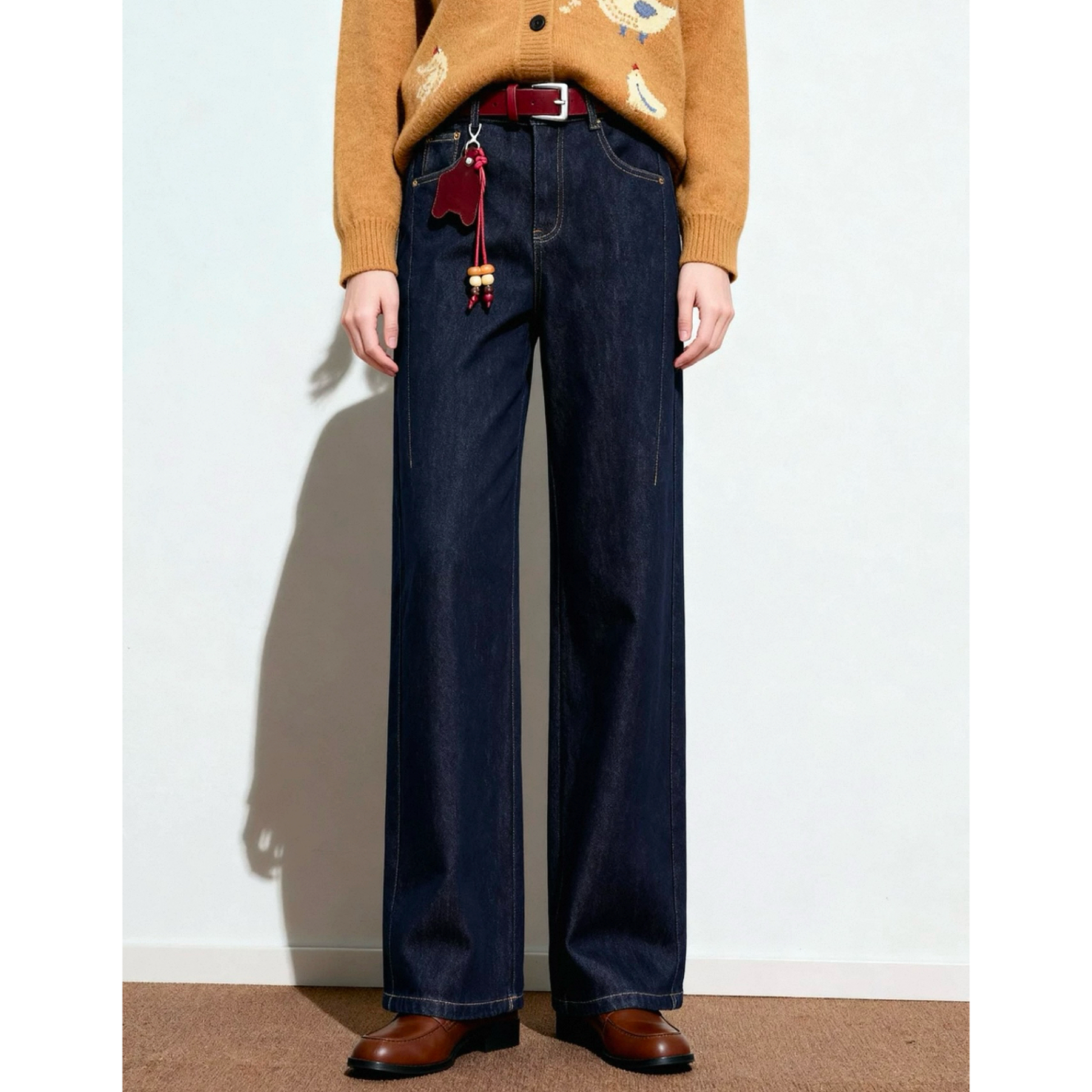 【恩佳专享】【492】时尚气质水洗腰带牛仔裤25124912