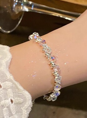 梦幻彩珠小灯泡碎银手链女小众设计手饰精致气质手串