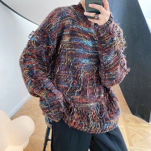 冬季 加厚马海毛染色圆领套头毛衣