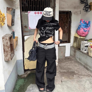 纯棉美洋新款短袖T恤女款美式印花字母修身显瘦正肩圆领辣妹上衣