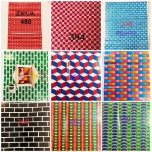 铜版纸花纸砖瓦纸门窗纸墙纸灵屋灵房纸门纸红砖瓦五色花纸