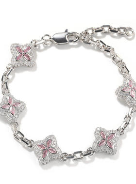 新铜镶锆石轻奢高级感幸运四叶草手链可调节时尚简约男女嘻哈手饰