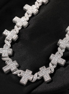 铜镶锆石无限十字架项链